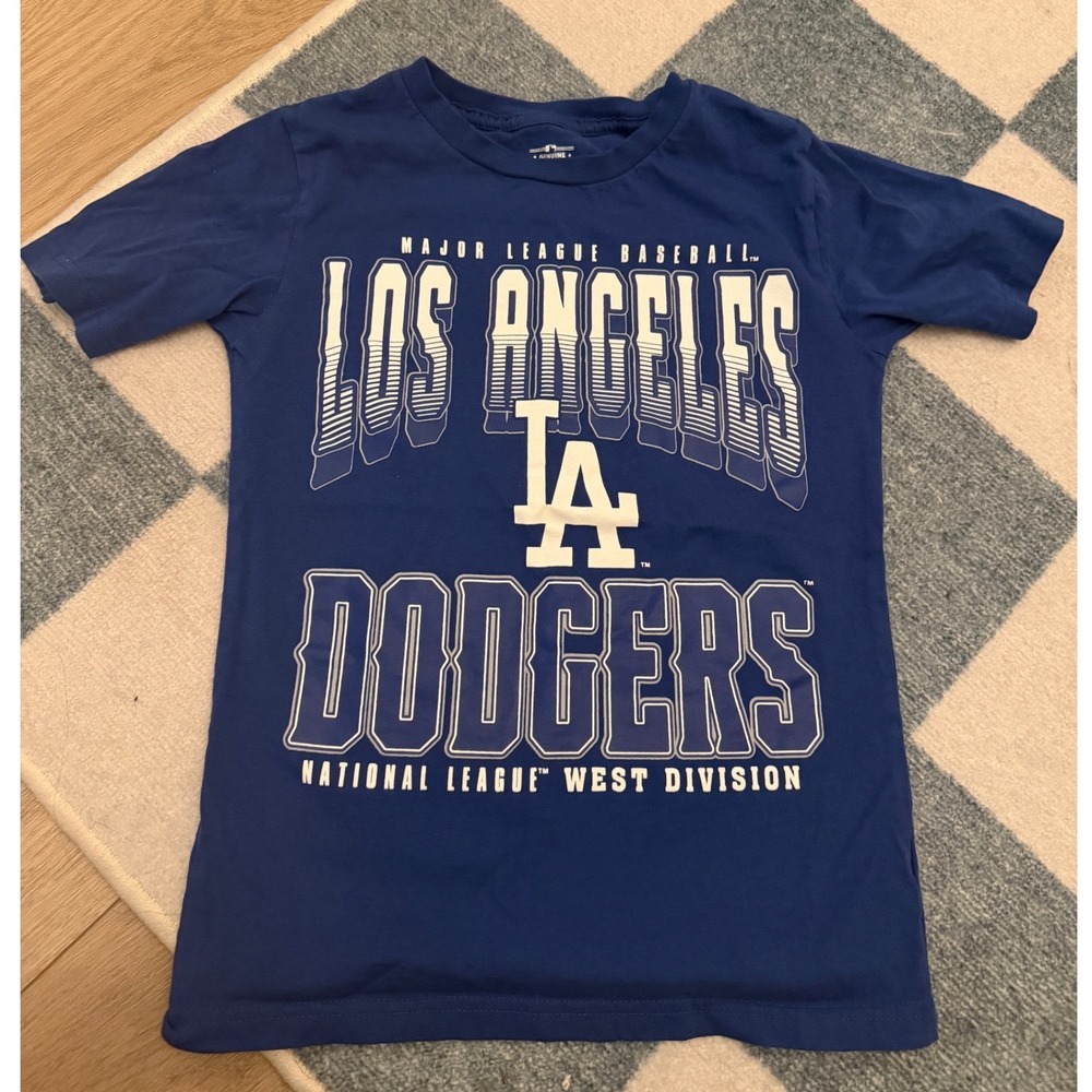 MLB Los Angeles Dodgers Boys T-Shirt Royal Blue Graphic Tee Size Medium 8-10